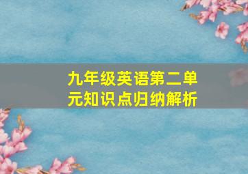 九年级英语第二单元知识点归纳解析