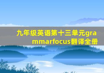 九年级英语第十三单元grammarfocus翻译全册