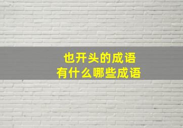 也开头的成语有什么哪些成语