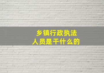 乡镇行政执法人员是干什么的