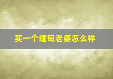 买一个缅甸老婆怎么样