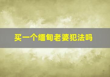 买一个缅甸老婆犯法吗