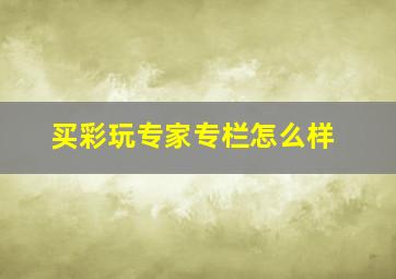 买彩玩专家专栏怎么样