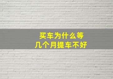 买车为什么等几个月提车不好