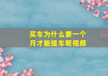 买车为什么要一个月才能提车呢视频