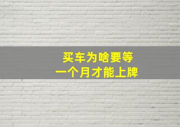 买车为啥要等一个月才能上牌