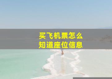 买飞机票怎么知道座位信息