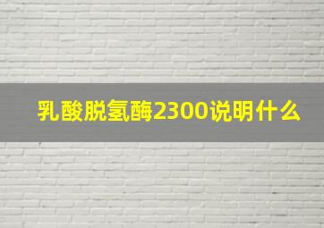 乳酸脱氢酶2300说明什么