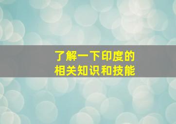 了解一下印度的相关知识和技能