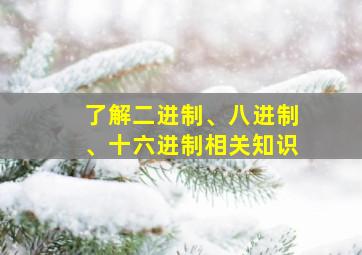 了解二进制、八进制、十六进制相关知识