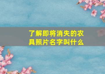 了解即将消失的农具照片名字叫什么