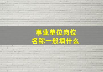 事业单位岗位名称一般填什么