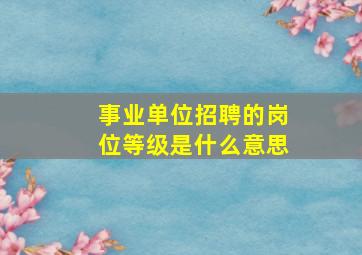 事业单位招聘的岗位等级是什么意思