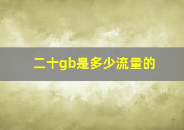 二十gb是多少流量的