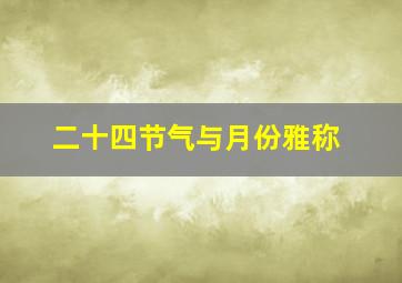 二十四节气与月份雅称