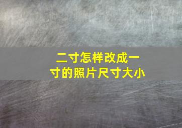 二寸怎样改成一寸的照片尺寸大小