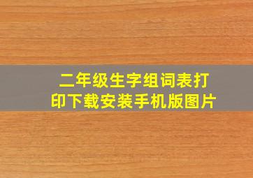 二年级生字组词表打印下载安装手机版图片