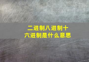 二进制八进制十六进制是什么意思