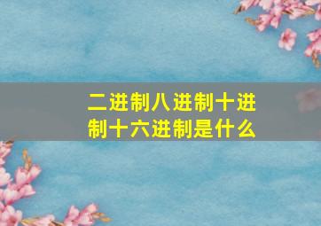 二进制八进制十进制十六进制是什么