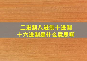 二进制八进制十进制十六进制是什么意思啊