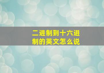 二进制到十六进制的英文怎么说