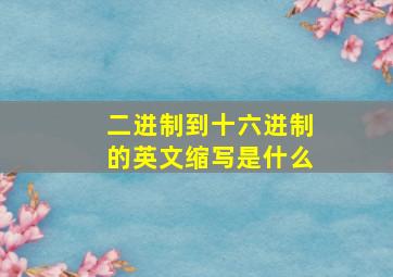 二进制到十六进制的英文缩写是什么