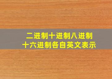 二进制十进制八进制十六进制各自英文表示