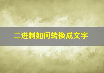 二进制如何转换成文字