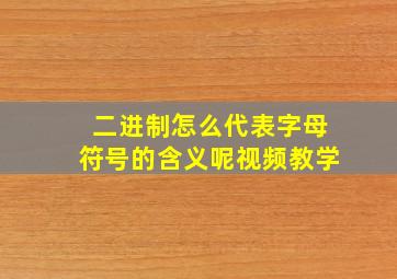 二进制怎么代表字母符号的含义呢视频教学