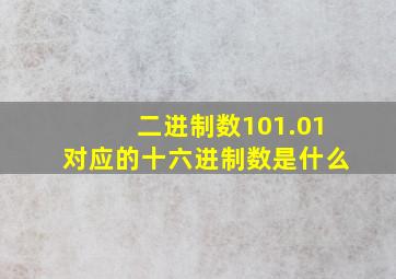 二进制数101.01对应的十六进制数是什么