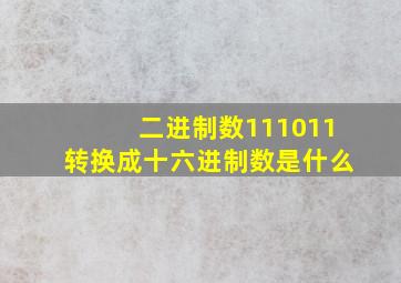 二进制数111011转换成十六进制数是什么