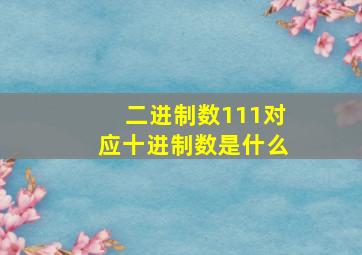 二进制数111对应十进制数是什么