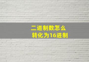 二进制数怎么转化为16进制