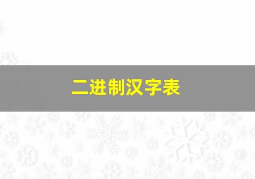 二进制汉字表