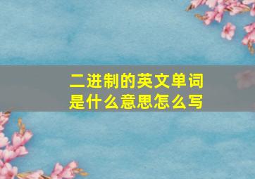 二进制的英文单词是什么意思怎么写