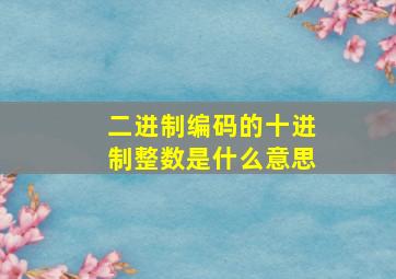 二进制编码的十进制整数是什么意思