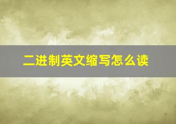 二进制英文缩写怎么读