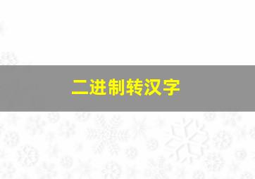 二进制转汉字