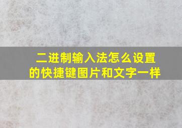 二进制输入法怎么设置的快捷键图片和文字一样