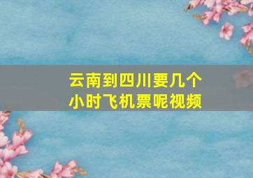 云南到四川要几个小时飞机票呢视频