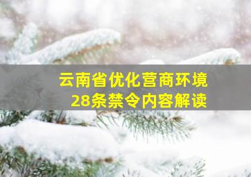 云南省优化营商环境28条禁令内容解读