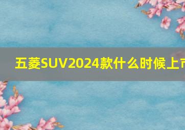 五菱SUV2024款什么时候上市