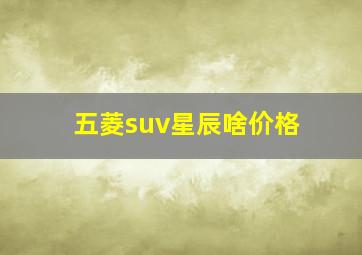 五菱suv星辰啥价格