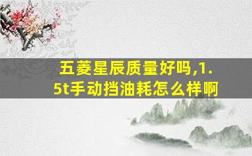 五菱星辰质量好吗,1.5t手动挡油耗怎么样啊