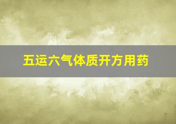 五运六气体质开方用药