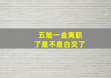 五险一金离职了是不是白交了