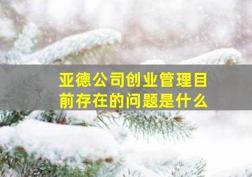 亚德公司创业管理目前存在的问题是什么