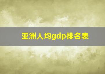 亚洲人均gdp排名表