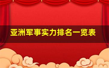 亚洲军事实力排名一览表