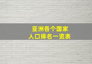 亚洲各个国家人口排名一览表